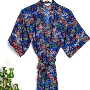 Vintage Kimono | Robe Cover-up | Blue | Size Large